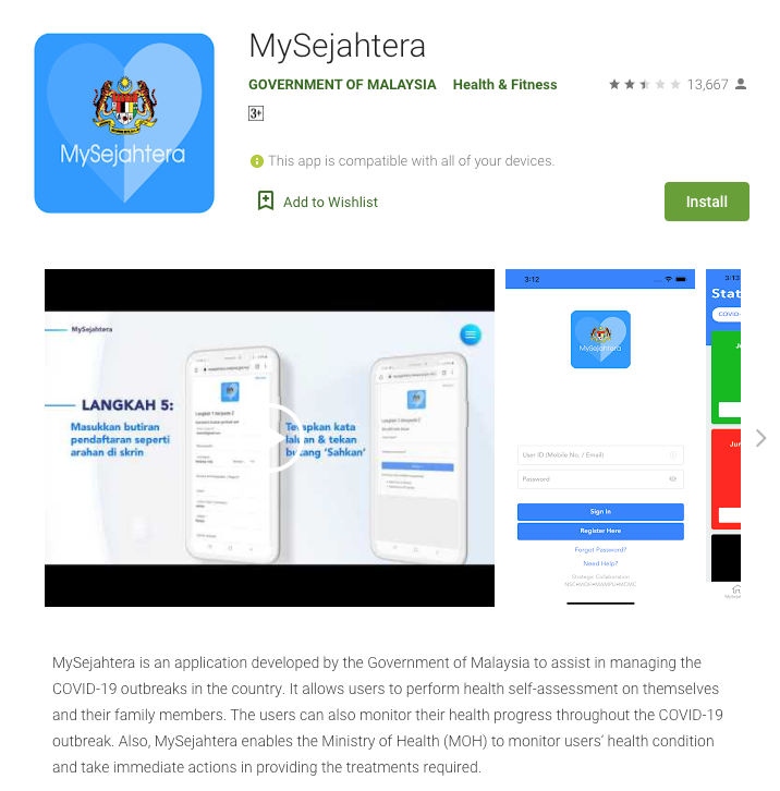 Source by: Google Apps Store "My Sejahtera" Apps